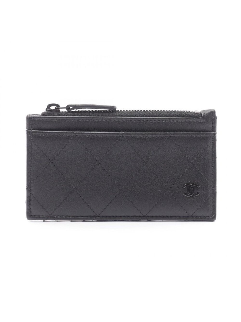 Chanel Coin Purse Quilted Black Leather Fragment Case